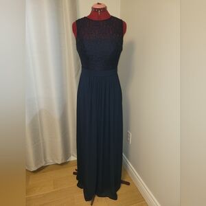 Bill Levkoff Chiffon Lace Dress Navy Size 10